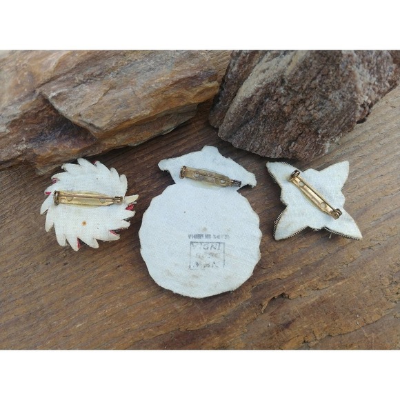 Vintage India Embroidered Brooch Pin Lot - Picture 5 of 9